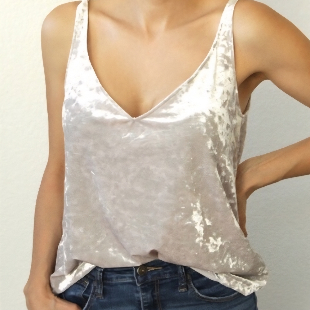 H&M Velvet Look Cami in Silver Lilac Women's Sz M NWOT Spring